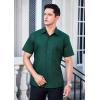 imageHISDERN Mens Short Sleeve Dress Shirts Solid Wrinkle Free Formal Summer Shirt Business Casual Stretch Button Down ShirtsGdark Green