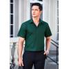 imageHISDERN Mens Short Sleeve Dress Shirts Solid Wrinkle Free Formal Summer Shirt Business Casual Stretch Button Down ShirtsGdark Green