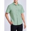 imageHISDERN Mens Short Sleeve Dress Shirts Solid Wrinkle Free Formal Summer Shirt Business Casual Stretch Button Down ShirtsGlight Green