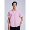 imageHISDERN Mens Short Sleeve Dress Shirts Solid Wrinkle Free Formal Summer Shirt Business Casual Stretch Button Down ShirtsPpink