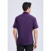 imageHISDERN Mens Short Sleeve Dress Shirts Solid Wrinkle Free Formal Summer Shirt Business Casual Stretch Button Down ShirtsPpurple
