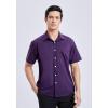 imageHISDERN Mens Short Sleeve Dress Shirts Solid Wrinkle Free Formal Summer Shirt Business Casual Stretch Button Down ShirtsPpurple
