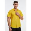 imageHISDERN Mens Short Sleeve Dress Shirts Solid Wrinkle Free Formal Summer Shirt Business Casual Stretch Button Down ShirtsYellow