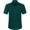 imageHISDERN Mens Short Sleeve Dress Shirts Solid Wrinkle Free Formal Summer Shirt Business Casual Stretch Button Down ShirtsGdark Green