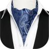 imageHISDERN Ascot Tie Mens Cravat Ties Floral Paisley Polka Dot Jacquard Self Ascots Cravat Scarf Wedding PartyAnavy Blue  Paisley