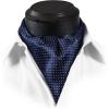 imageHISDERN Ascot Tie Mens Cravat Ties Floral Paisley Polka Dot Jacquard Self Ascots Cravat Scarf Wedding PartyAnavy Blue  White 01