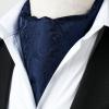 imageHISDERN Ascot Tie Mens Cravat Ties Floral Paisley Polka Dot Jacquard Self Ascots Cravat Scarf Wedding PartyAnavy Blue