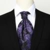 imageHISDERN Ascot Tie Mens Cravat Ties Floral Paisley Polka Dot Jacquard Self Ascots Cravat Scarf Wedding PartyEpurple