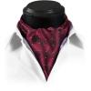 imageHISDERN Ascot Tie Mens Cravat Ties Floral Paisley Polka Dot Jacquard Self Ascots Cravat Scarf Wedding PartyFburgundy