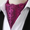 imageHISDERN Ascot Tie Mens Cravat Ties Floral Paisley Polka Dot Jacquard Self Ascots Cravat Scarf Wedding PartyFhot Pink