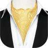 imageHISDERN Ascot Tie Mens Cravat Ties Floral Paisley Polka Dot Jacquard Self Ascots Cravat Scarf Wedding PartyIyellow