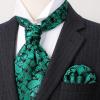 imageHISDERN Ascot Ties for Men Paisley Cravat Tie and Pocket Square Set Floral Mens Ascot Scarf Handkerchief Wedding PartyA02 Dark Green