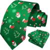 imageHISDERN Christmas Ties for Men Holiday Festival Funny Tie and Pocket Square Set Vacation Xmas Party Necktie HandkerchiefA4 Bright Green