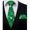 imageHISDERN Christmas Ties for Men Holiday Festival Funny Tie and Pocket Square Set Vacation Xmas Party Necktie HandkerchiefA4 Bright Green