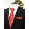 imageHISDERN Christmas Ties for Men Holiday Festival Funny Tie and Pocket Square Set Vacation Xmas Party Necktie HandkerchiefB11 Red  Snowman 3