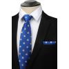 imageHISDERN Christmas Ties for Men Holiday Festival Funny Tie and Pocket Square Set Vacation Xmas Party Necktie HandkerchiefC1 Royal Blue  Snowman
