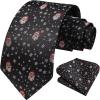 imageHISDERN Christmas Ties for Men Holiday Festival Funny Tie and Pocket Square Set Vacation Xmas Party Necktie HandkerchiefD2 Black  Snowman