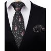 imageHISDERN Christmas Ties for Men Holiday Festival Funny Tie and Pocket Square Set Vacation Xmas Party Necktie HandkerchiefD2 Black  Snowman