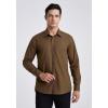 imageHISDERN Mens Business Dress Shirts Long Sleeve Casual Button Down Shirt Formal Inner Collar Contrast Shirt for Men WeddingDark Brown  Paisley