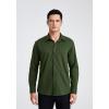 imageHISDERN Mens Business Dress Shirts Long Sleeve Casual Button Down Shirt Formal Inner Collar Contrast Shirt for Men WeddingGreen  Army Green