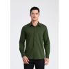 imageHISDERN Mens Business Dress Shirts Long Sleeve Casual Button Down Shirt Formal Inner Collar Contrast Shirt for Men WeddingGreen  Army Green