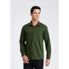 imageHISDERN Mens Business Dress Shirts Long Sleeve Casual Button Down Shirt Formal Inner Collar Contrast Shirt for Men WeddingGreen  Army Green