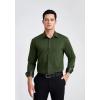imageHISDERN Mens Business Dress Shirts Long Sleeve Casual Button Down Shirt Formal Inner Collar Contrast Shirt for Men WeddingGreen  Army Green