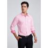 imageHISDERN Mens Business Dress Shirts Long Sleeve Casual Button Down Shirt Formal Inner Collar Contrast Shirt for Men WeddingPink  Hot Pink