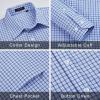 imageHISDERN Mens Casual Dress Shirts Plaid Button Down Shirt Long Sleeve Formal Business Gingham Shirt for MenBlue Gingham