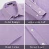 imageHISDERN Mens Casual Dress Shirts Plaid Button Down Shirt Long Sleeve Formal Business Gingham Shirt for MenPurple Striped