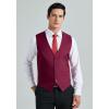 imageHISDERN Mens Suit Vest Business Formal Dress Vests for Men Solid Color Casual Wedding Tuxedo Party WaistcoatA08 Suit Vest Burgundy