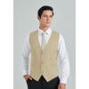 imageHISDERN Mens Suit Vest Business Formal Dress Vests for Men Solid Color Casual Wedding Tuxedo Party WaistcoatA09 Suit Vest Champagne