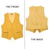 imageHISDERN Mens Suit Vest Business Suit Vests for Men Formal Slim Fit Solid Wedding Dress Waistcoat for VNeck Tuxedo VestGoldflap Pocket