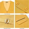 imageHISDERN Mens Suit Vest Business Suit Vests for Men Formal Slim Fit Solid Wedding Dress Waistcoat for VNeck Tuxedo VestGoldflap Pocket
