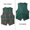 imageHISDERN Mens Suit Vest Business Suit Vests for Men Formal Slim Fit Solid Wedding Dress Waistcoat for VNeck Tuxedo VestGreen  Red Plaidflap Pocket