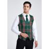 imageHISDERN Mens Suit Vest Business Suit Vests for Men Formal Slim Fit Solid Wedding Dress Waistcoat for VNeck Tuxedo VestGreen  Red Plaidflap Pocket