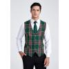 imageHISDERN Mens Suit Vest Business Suit Vests for Men Formal Slim Fit Solid Wedding Dress Waistcoat for VNeck Tuxedo VestGreen  Red Plaidflap Pocket