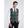 imageHISDERN Mens Suit Vest Business Suit Vests for Men Formal Slim Fit Solid Wedding Dress Waistcoat for VNeck Tuxedo VestGreen  Red Plaidflap Pocket
