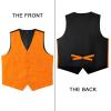 imageHISDERN Mens Vest Tie Set 3PC Formal Waistcoat Paisley Floral Jacquard Necktie Pocket Square Suit Vests Wedding PartyOrange Paisley