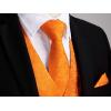 imageHISDERN Mens Vest Tie Set 3PC Formal Waistcoat Paisley Floral Jacquard Necktie Pocket Square Suit Vests Wedding PartyOrange Paisley