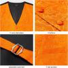 imageHISDERN Mens Vest Tie Set 3PC Formal Waistcoat Paisley Floral Jacquard Necktie Pocket Square Suit Vests Wedding PartyOrange Paisley