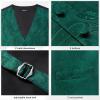 imageHISDERN Mens Vest Tie Set Paisley Floral Jacquard Necktie Pocket Square 3PCS Waistcoat for Suit or Tuxedo Wedding PartyCgreen 1
