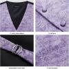 imageHISDERN Mens Vest Tie Set Paisley Floral Jacquard Necktie Pocket Square 3PCS Waistcoat for Suit or Tuxedo Wedding PartyPurple 1