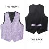 imageHISDERN Mens Vest Tie Set Paisley Floral Jacquard Necktie Pocket Square 3PCS Waistcoat for Suit or Tuxedo Wedding PartyPurple 1