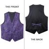imageHISDERN Mens Vest Tie Set Paisley Floral Jacquard Necktie Pocket Square 3PCS Waistcoat for Suit or Tuxedo Wedding PartyPurple 2
