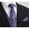 imageHISDERN Mens Vest Tie Set Paisley Floral Jacquard Necktie Pocket Square 3PCS Waistcoat for Suit or Tuxedo Wedding PartyPurple 2