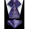 imageHISDERN Mens Vest Tie Set Paisley Floral Jacquard Necktie Pocket Square 3PCS Waistcoat for Suit or Tuxedo Wedding PartyPurple 2