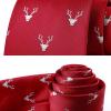 imageHISDERN Ties for Men Classic Animal Tie and Pocket Square Set Jacquard Woven Silk Neckties Handkerchief Wedding Party02deer  Burgundy
