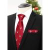 imageHISDERN Ties for Men Classic Animal Tie and Pocket Square Set Jacquard Woven Silk Neckties Handkerchief Wedding Party02deer  Burgundy
