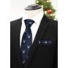 imageHISDERN Ties for Men Classic Animal Tie and Pocket Square Set Jacquard Woven Silk Neckties Handkerchief Wedding Party02deer  Navy Blue